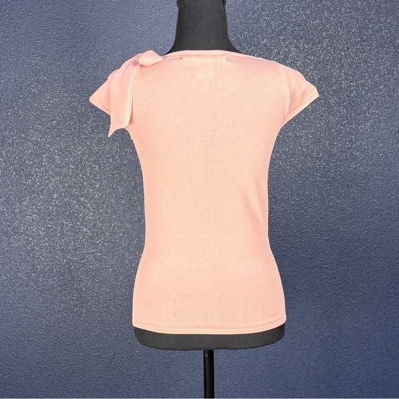 Max Studio Pink Fitted Blouse with Tie at Shoulder, Size XS - Picture 4 of 7